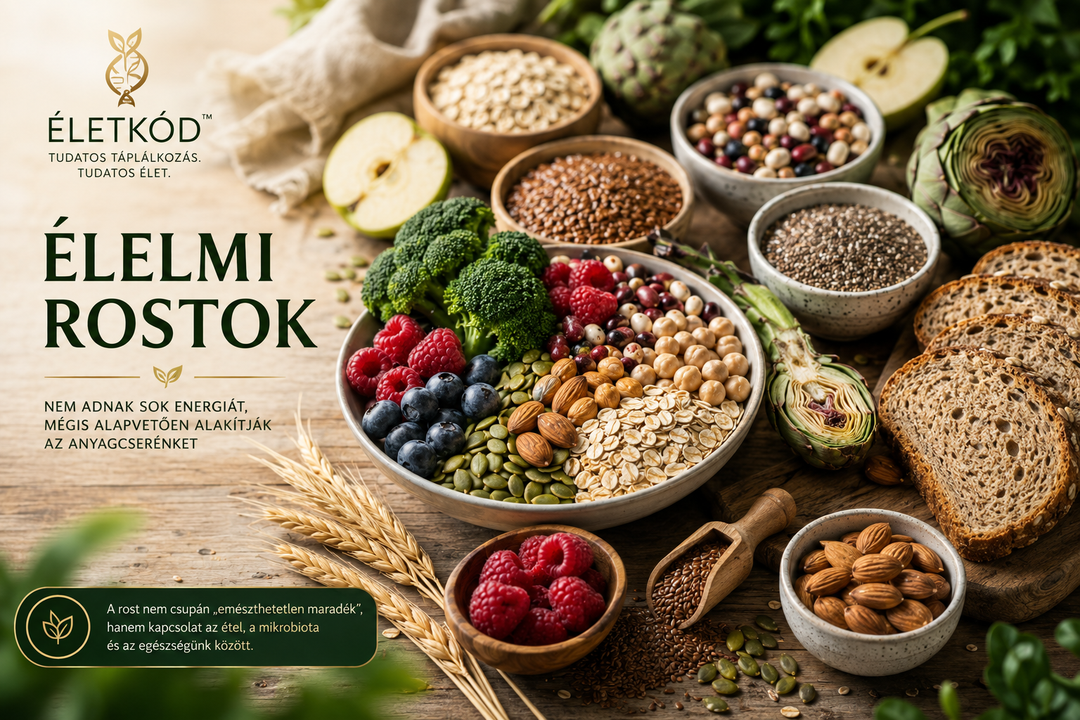 Élelmi rostok és természetes rostforrások – zöldségek, gyümölcsök, hüvelyesek, teljes értékű gabonák és magvak