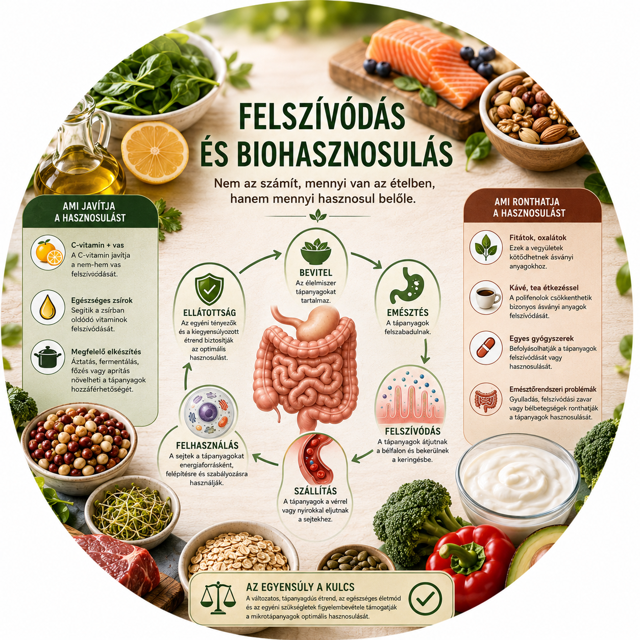 Felszívódás és biohasznosulás – így jutnak el a mikrotápanyagok az ételből a sejtekig