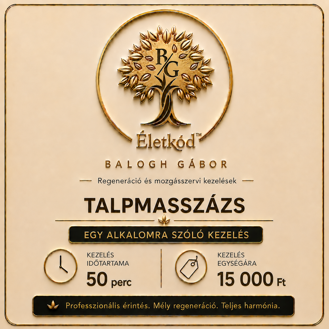 ÉletKód™ Talpmasszázs 1 alkalomra 50 perc