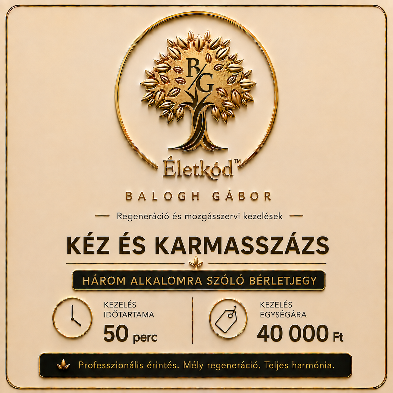 ÉletKód™ Kéz- és Karmasszázs 3 alkalom 50 perc