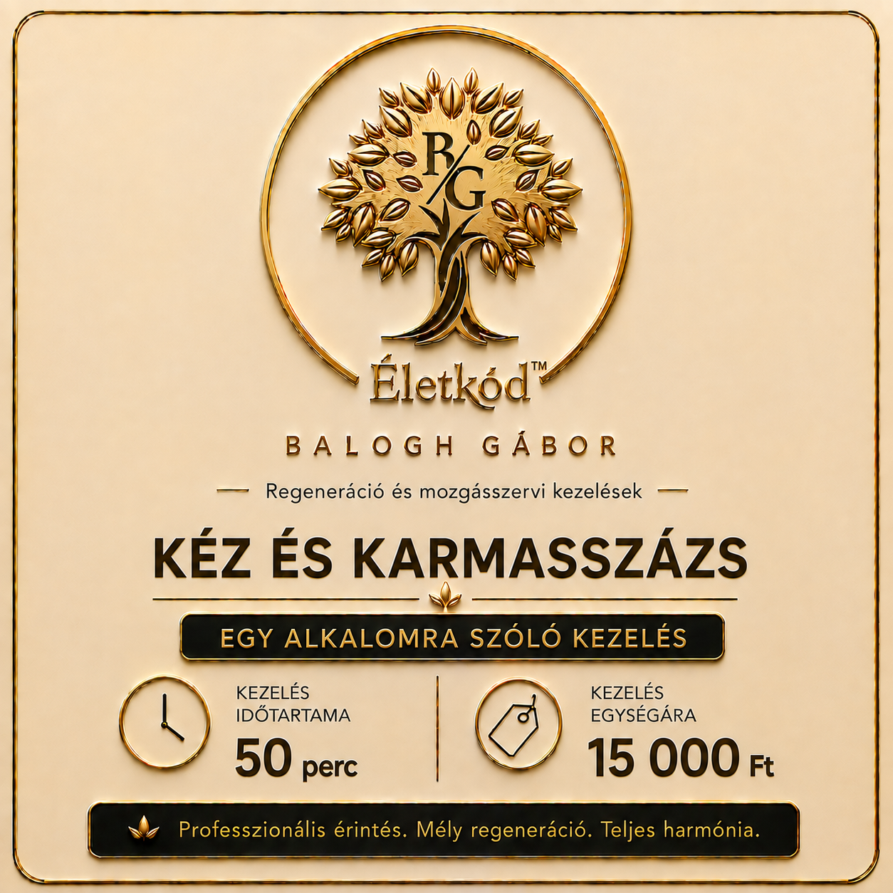 ÉletKód™ Kéz- és Karmasszázs 1 alkalom 50 perc