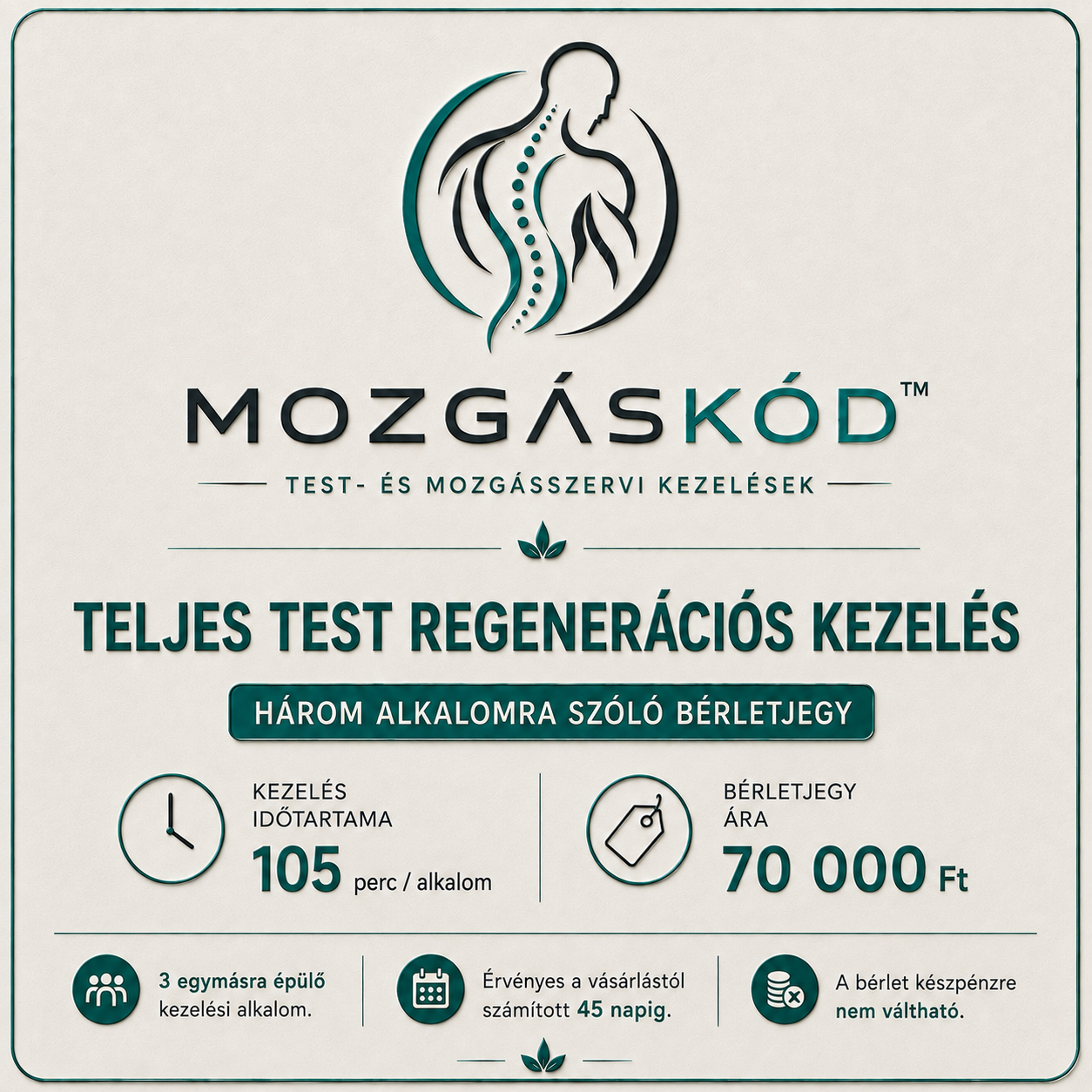 Teljes test regenerációs kezelés – 3 × 105 perc | Mozgáskód™