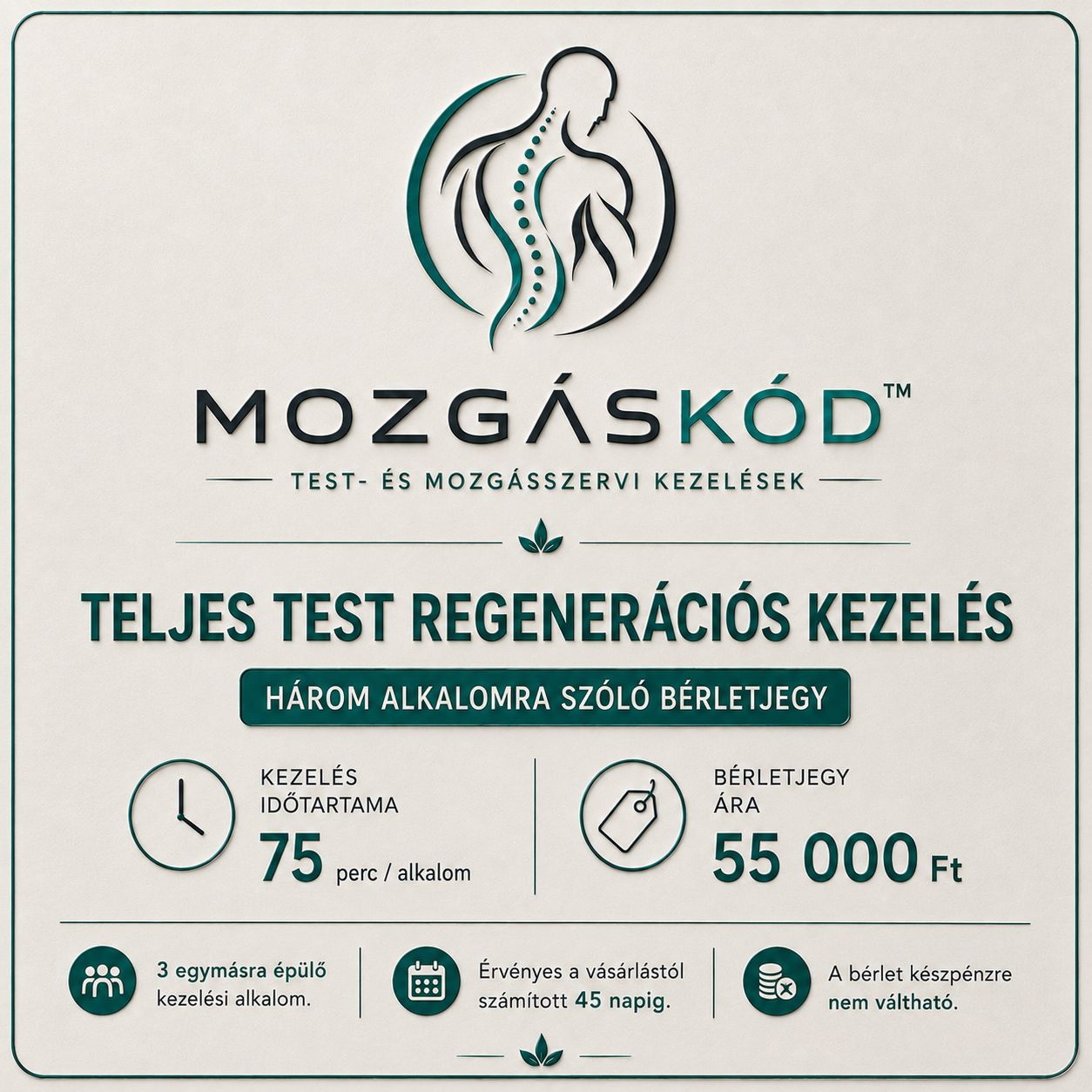 Teljes test regenerációs kezelés – 3 × 75 perc | Mozgáskód™