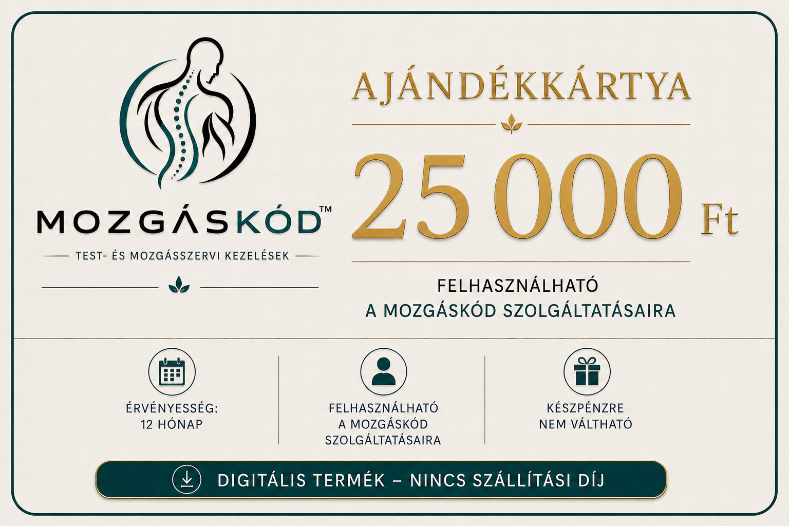 Ajándékkártya 25 000 Ft – Digitális | Mozgáskód™