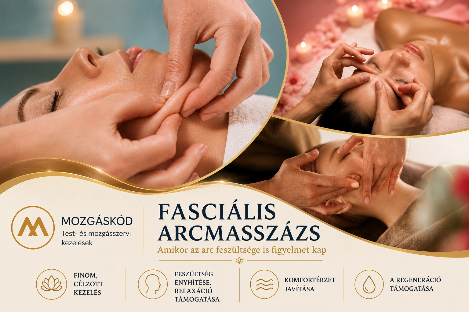 Fasciális arcmasszázs – finom manuális kezelés az arc, halánték és állkapocs területén