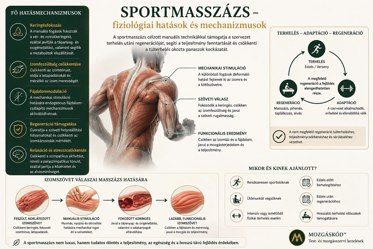 Sportmasszázs élettani háttere, izomterhelés és regeneráció – Mozgáskód