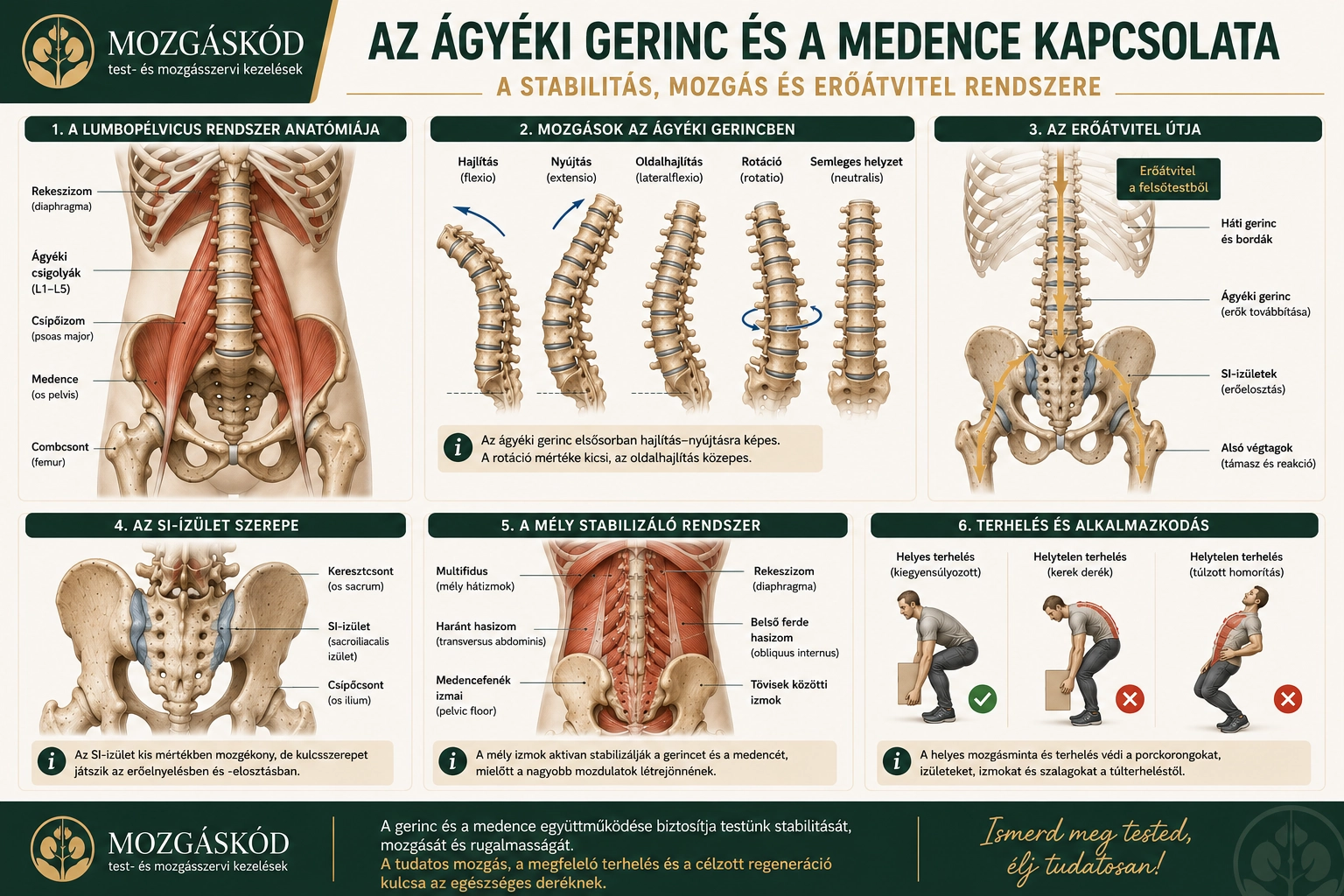 Az ágyéki gerinc részletes anatómiája – csigolyák, porckorongok, kisízületek, szalagok, izmok és ideggyökök