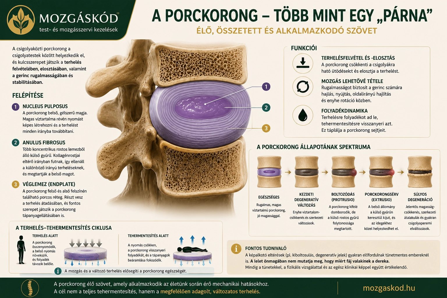 A csigolyaközi porckorong felépítése és működése – nucleus pulposus, annulus fibrosus, véglemez és degeneratív változások