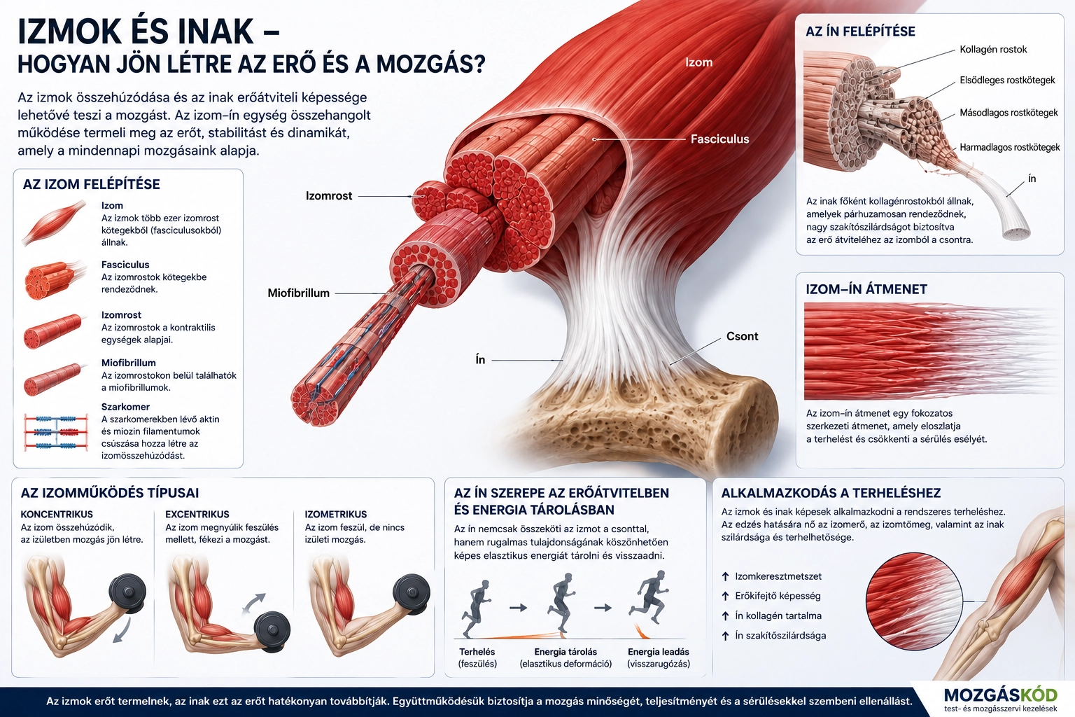 Az izom és az ín anatómiai felépítése, izomrostok, fasciculusok, miofibrillumok és ínszerkezet