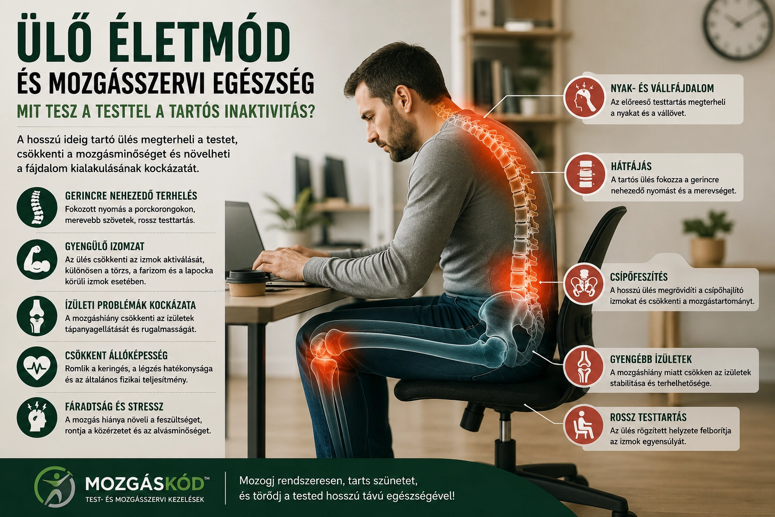 Ülő életmód és mozgásszervi egészség – tartós ülés és inaktivitás hatásai